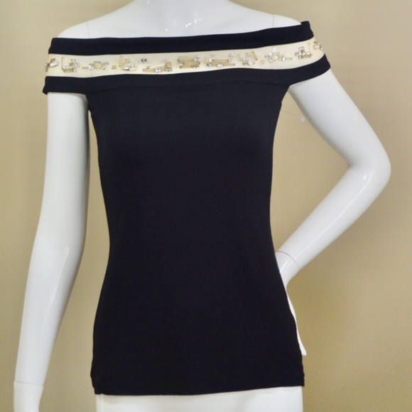 🆕🏷️ Bailey 44 Beaded Mesh Black Reflective Top Size XS - Picture 3 of 9